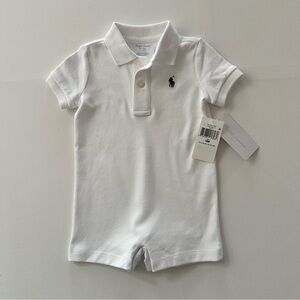 Ralph Lauren 9 Months Baby Boy White Polo Romper Spring Summer NWT Preppy
